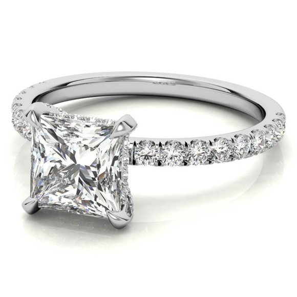 6.5mm- 1.50Ct Princess Moissanite Ring In 14k Gold - Picture 3 of 5